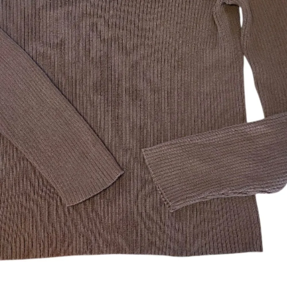 Nordstrom VTG 2004 Brown Ribbed 100% Cotton Mock Neck Sweater‎ Large
